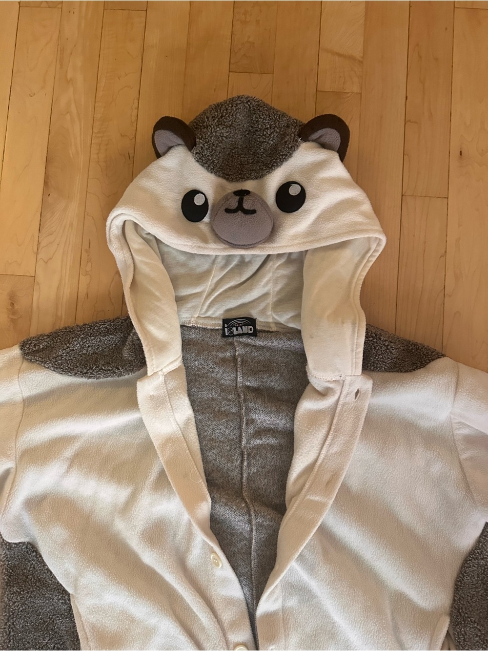 Cozy Animal Hooded Onesie - Cream & Gray